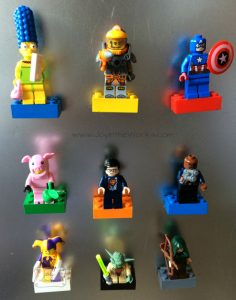 Lego Minifigure Magnets on Display