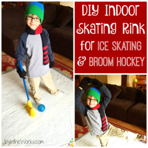 Make this simple indoor "ice" skating rink for your kids to practice their figure skate and broom hockey on those days they are stuck inside!