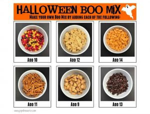 Have kids create their own Halloween Boo Mix using these printable follow-along directions! Kids can practice their counting skills and follow directions while creating a yummy treat! Even better? A Boo Mix Snack Bag Topper to go with it! Perfect for a Class Halloween Party Snack!